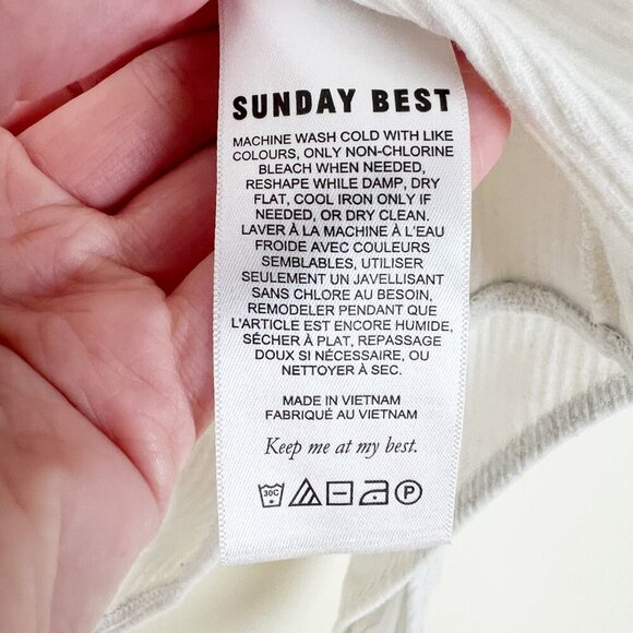 Aritzia Ruffle Strap Knit Firecracker Bodysuit Tank Top Blouse Elevated Basic - Picture 9 of 11